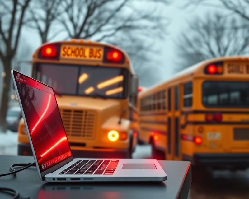 laptop, lightsaber, school bus